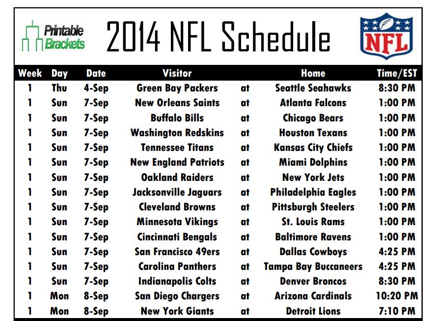 Printable 2024 2024 Nfl Schedule All Teams Delora Kattie